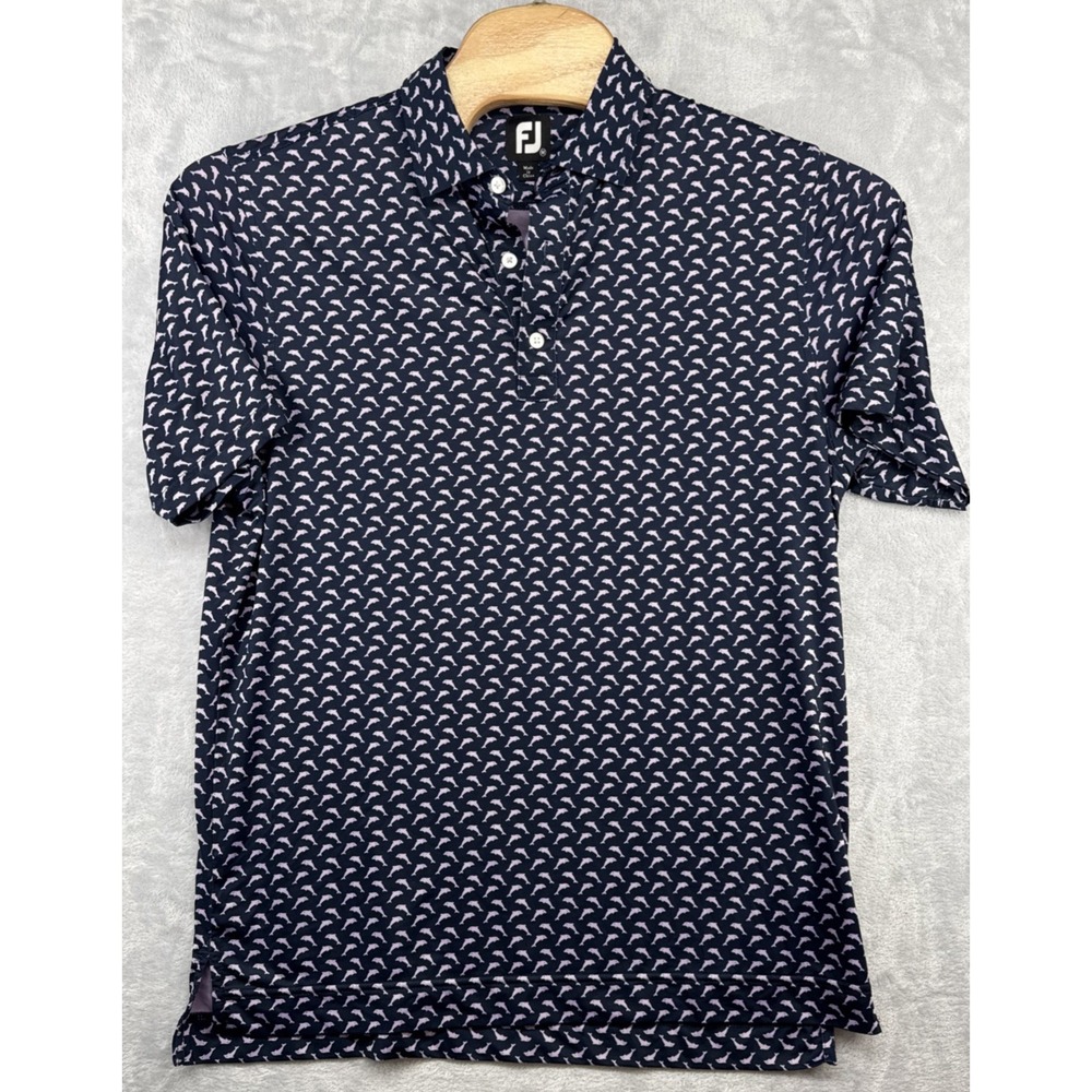 Footjoy FJ Performance Polo Shirt Shark AOP No Club Logo Men's Size M EUC